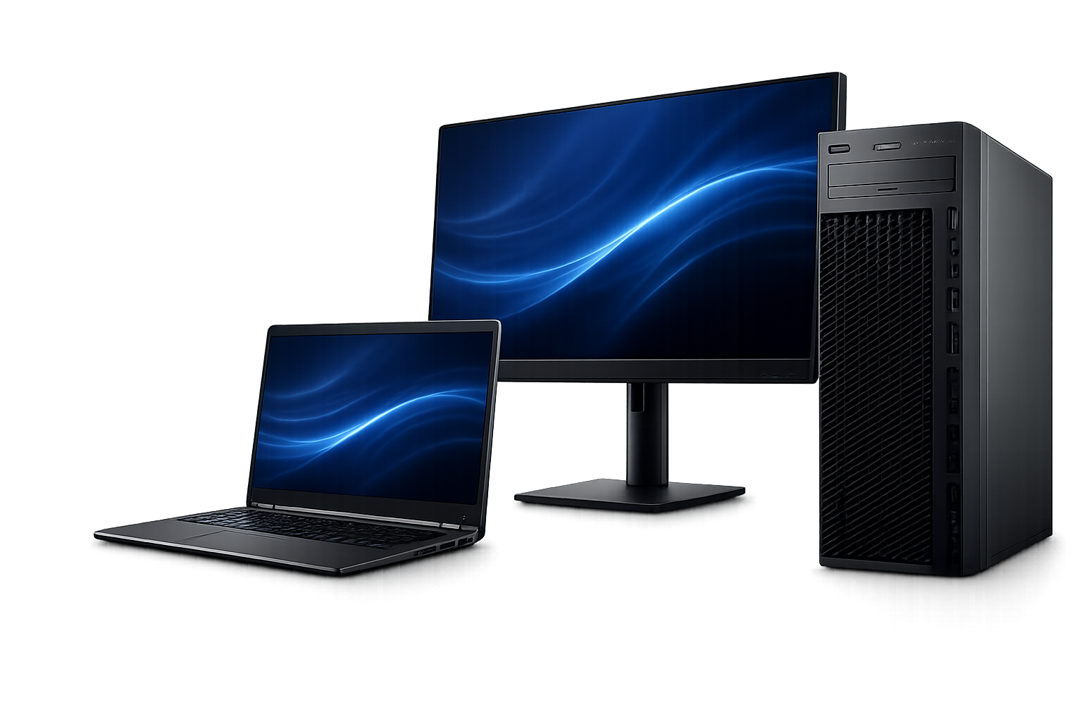 Notebook, monitor i stacja robocza